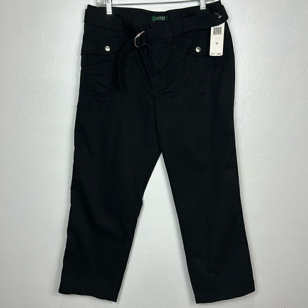 Lauren Ralph Lauren Lake Tahoe Black Belted Straight Leg Pants Size 12